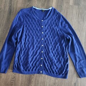 Talbots 2X Blue Cotton Cardigan Sweater